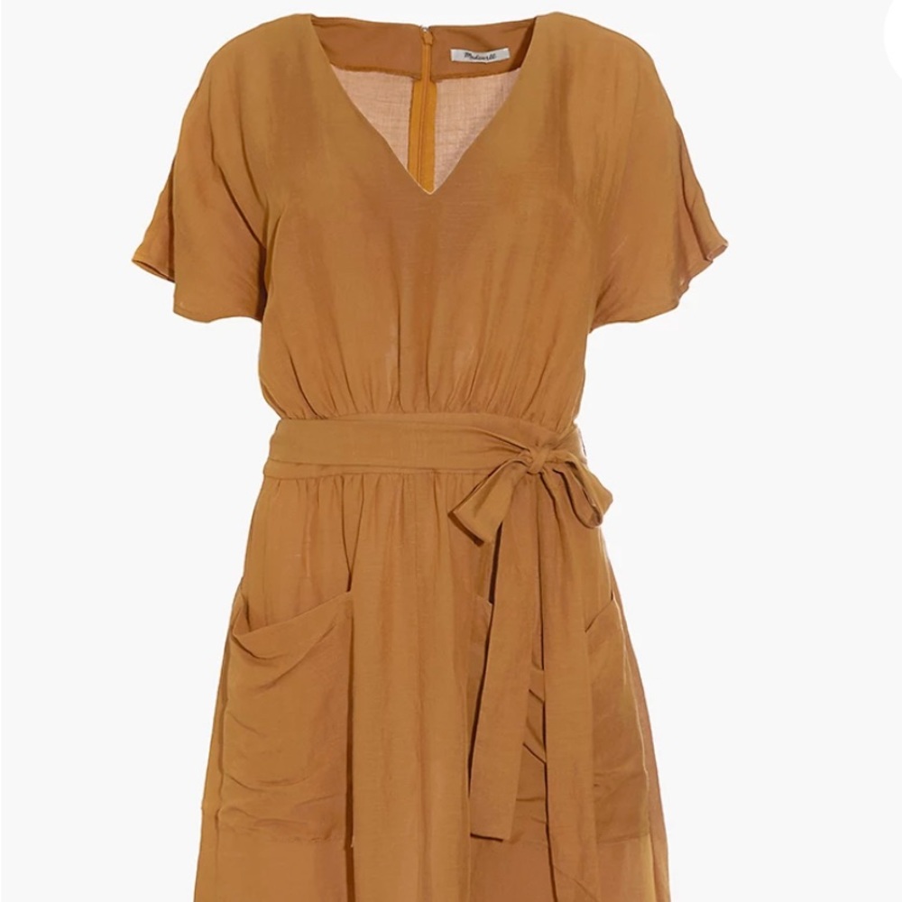 Madewell Linen-Blend Dolman-Sleeve Tie-Waist Midi Dress